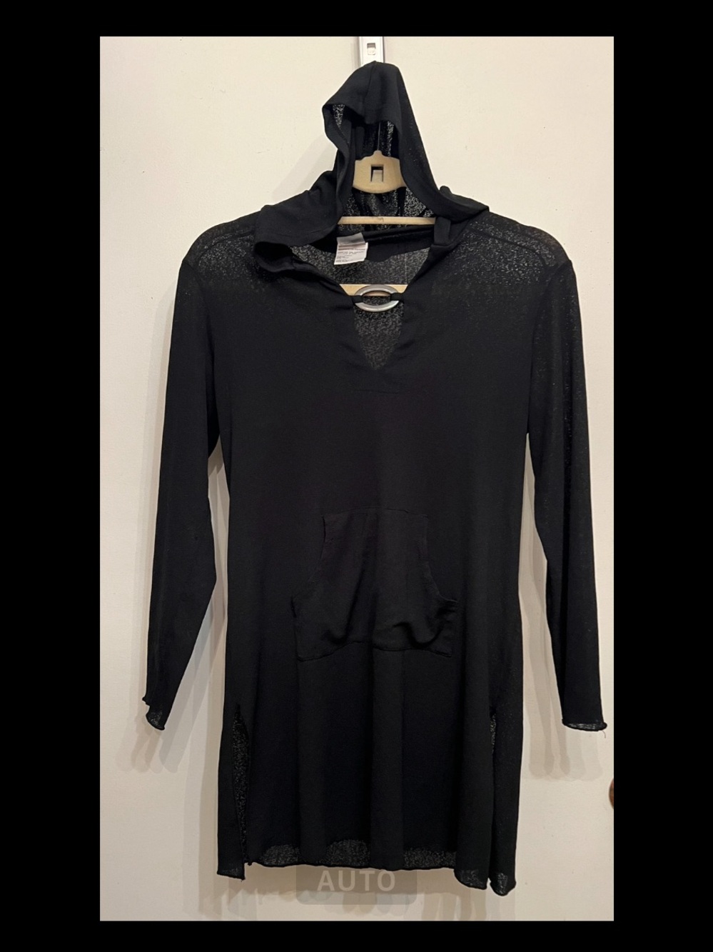 Lightweight Black Hooded Tunic Swim Coverup